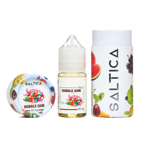 Saltica Bubble Gum Salt Likit 50mg şişe ve kutu seti.