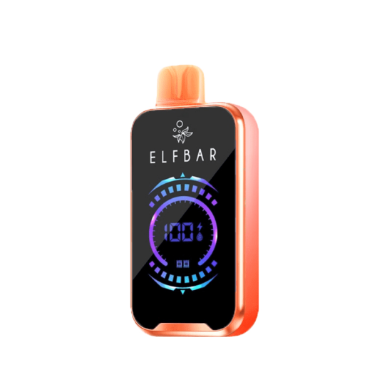 Elf Bar Raya D2 20000 Double Mango tek kullanımlık vape, portakal gövde.