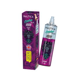 Saltica Cyberpunk 12000 Grape Ice tek kullanımlık elektronik sigara paketi ve cihazı.